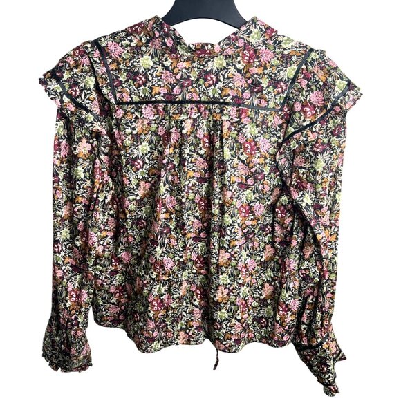 Free People Daybreak Floral Print Long Sleeve Shirt With Ruffle Details Large - Picture 10 of 15